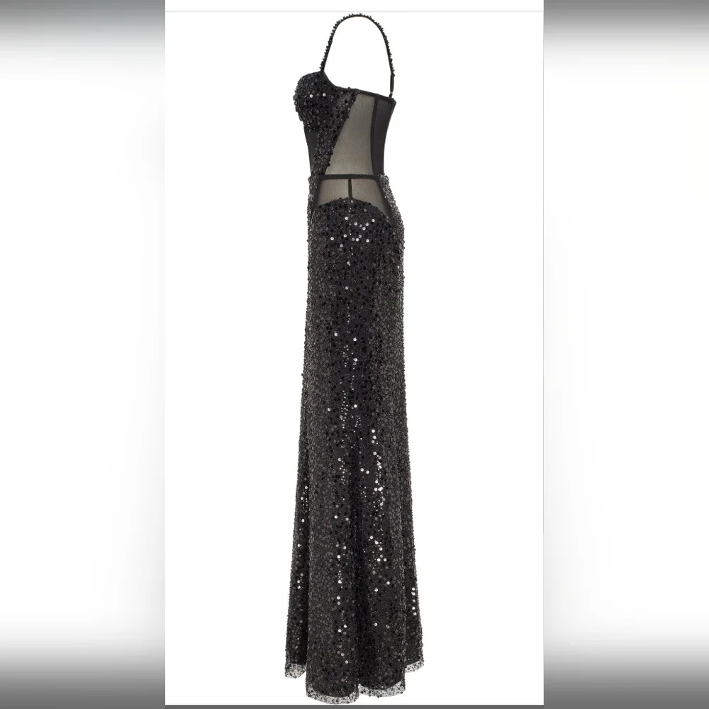 NWT Milla Bizzare Fully Sequined Tie-Straps Maxi Dress - Picture 9 of 14